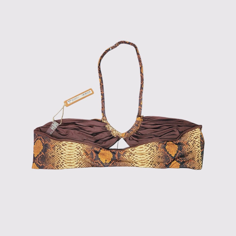 Skims Swim Brown Dessert Snake Print Bikini Halter Top! - Picture 4 of 6